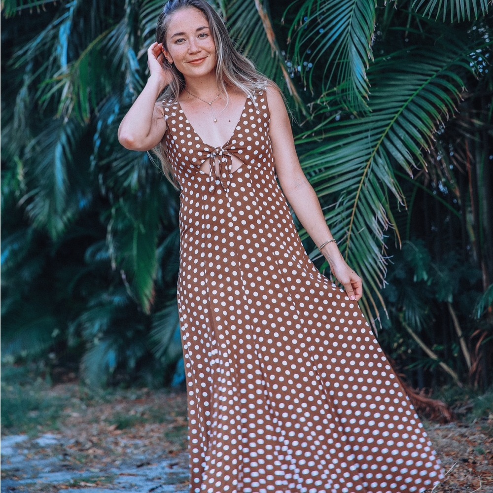 Mango Brown Polka Dot Dress 2